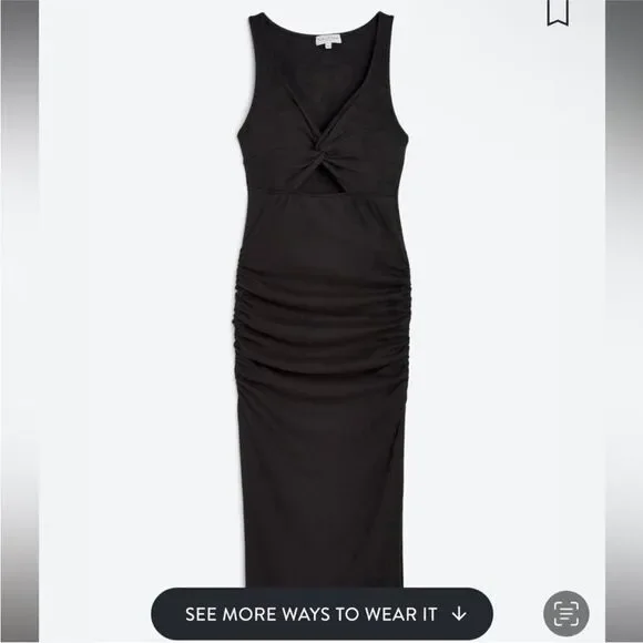 NWT Michael Stars Giulia Dress in Black. Size M Bodycon Summer Tank Dress - Picture 2 of 6